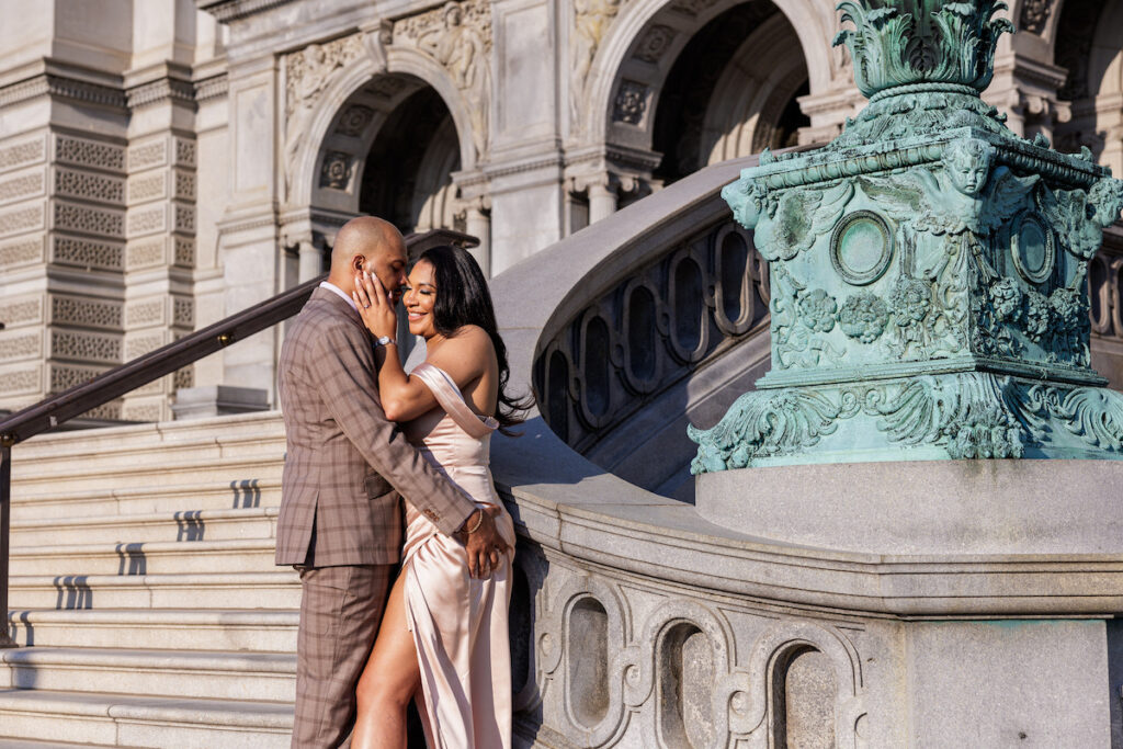 Shahar & Jamal celebrated their upcoming September nuptials in a two-part engagement session in Washington DC with one sexy and casual look. 