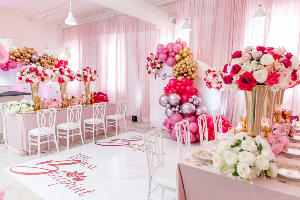 This bold and romantic pink ombré wedding editorial design features fun and elegant decor, and sophisticated style!