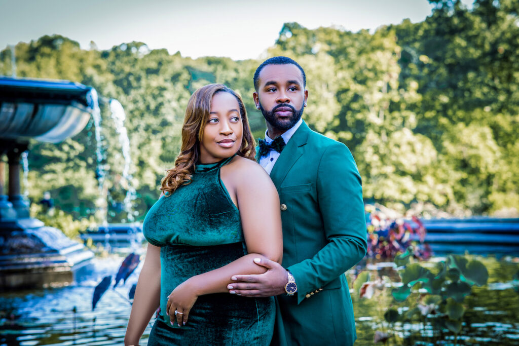 Elegant engagement photos at the historic Lincoln Memorial in Washington, D.C., and Central Park in Manhattan, NY, capture nostalgic moments.