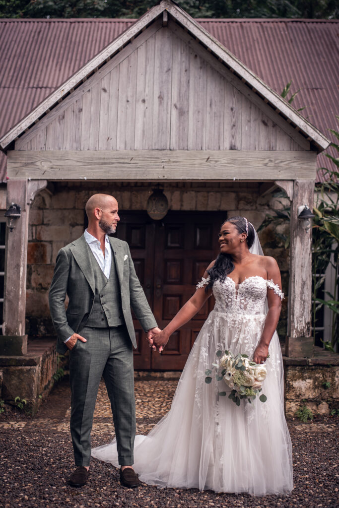 Glam destination wedding at The Wharf House in Montego Bay, Jamaica, features adorable wedding children and sweet island vibes.