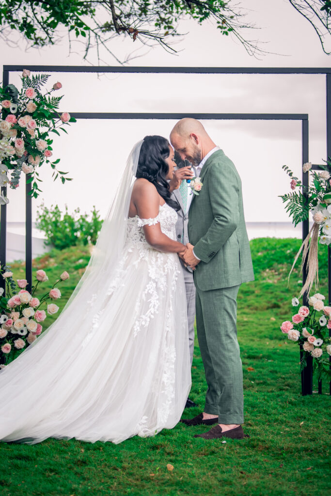 Glam destination wedding at The Wharf House in Montego Bay, Jamaica, features adorable wedding children and sweet island vibes.