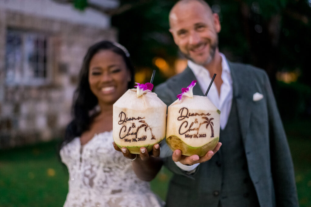 Glam destination wedding at The Wharf House in Montego Bay, Jamaica, features adorable wedding children and sweet island vibes.