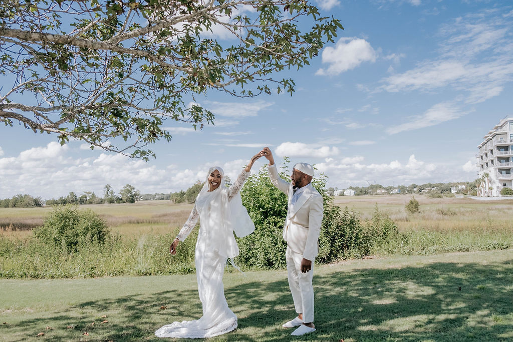 Elijah and Ayesha's romantic bohemian wedding at Mount Pleasant, South Carolina, was a beautiful display of culture and love.