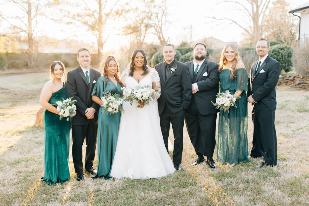 This wedding at Koury Farms in Georgia is perfect for the edgy boho bride with white flowers, greenery, and elevated gold accents.