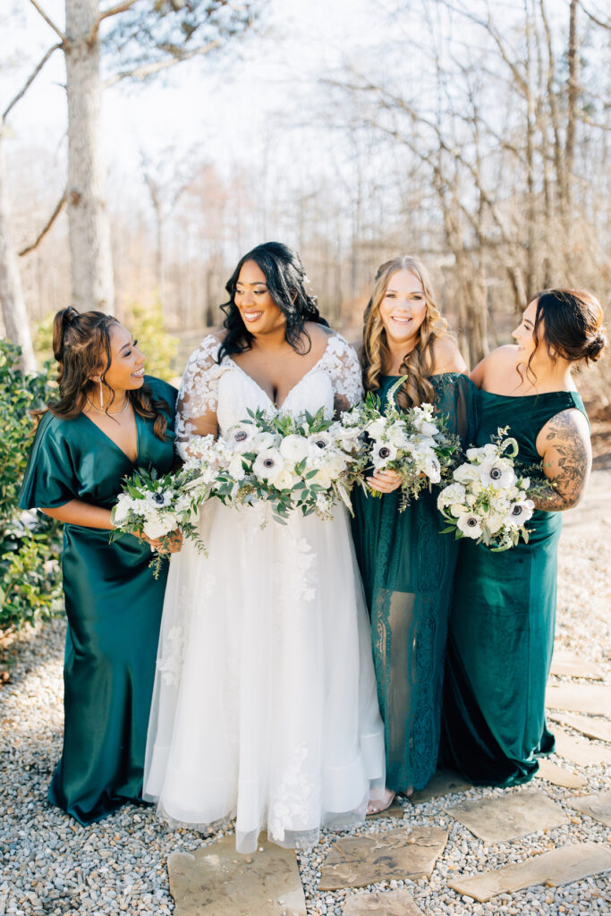 This wedding at Koury Farms in Georgia is perfect for the edgy boho bride with white flowers, greenery, and elevated gold accents.