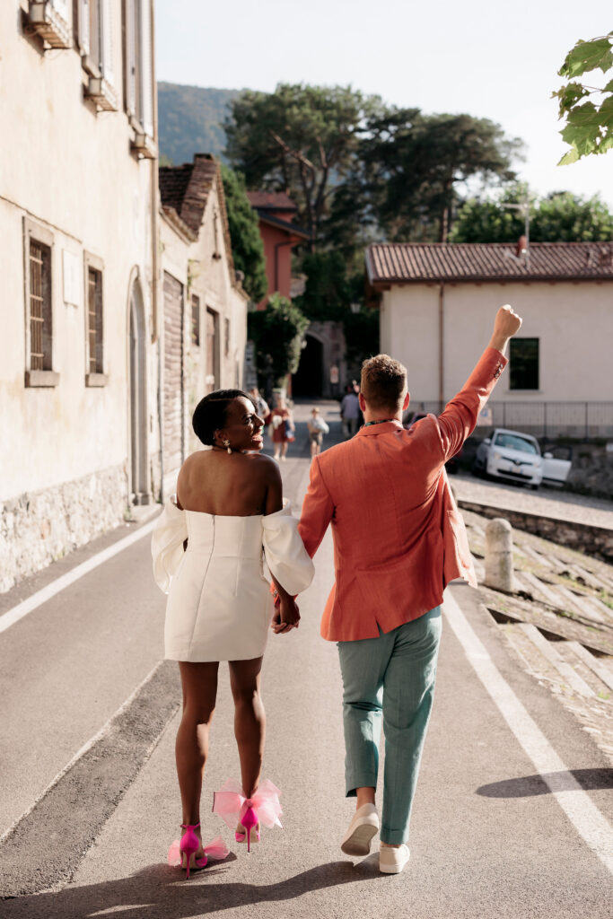 Shayna and James' outdoor wedding in Lake Como, Italy was filled with fun, family, and of course the perfect Limoncello!