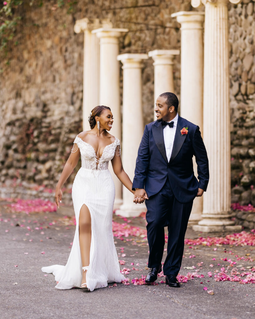 This luxe wedding in paradise featured vibrant details, stunning views, and the most romantic wedding dress by Ese Azenabor.