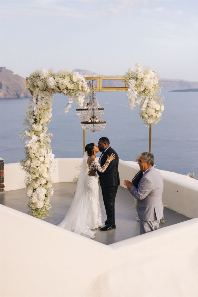 This sun-filled destination elopement on the island of Santorini had the perfect luxe details for a perfect wedding day!