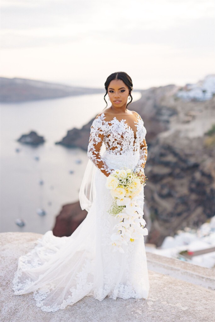 This sun-filled destination elopement on the island of Santorini had the perfect luxe details for a perfect wedding day!