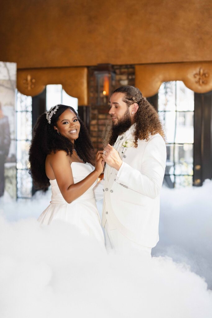 From their holiday party meet cute to partying down the aisle, Dawntavia and Fernando's luxurious Miami wedding was the day of their dreams!