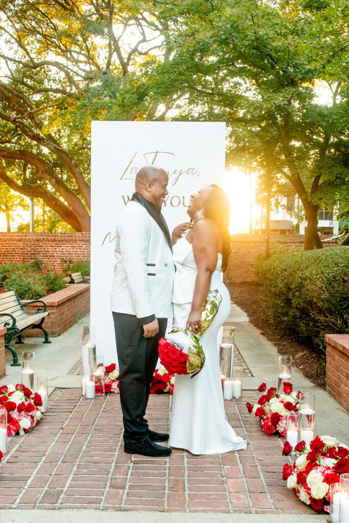 From "prop ring" to the real thing, Tyrone and La Tonya's sunset photo shoot in South Carolina turned into a surprise engagement session!