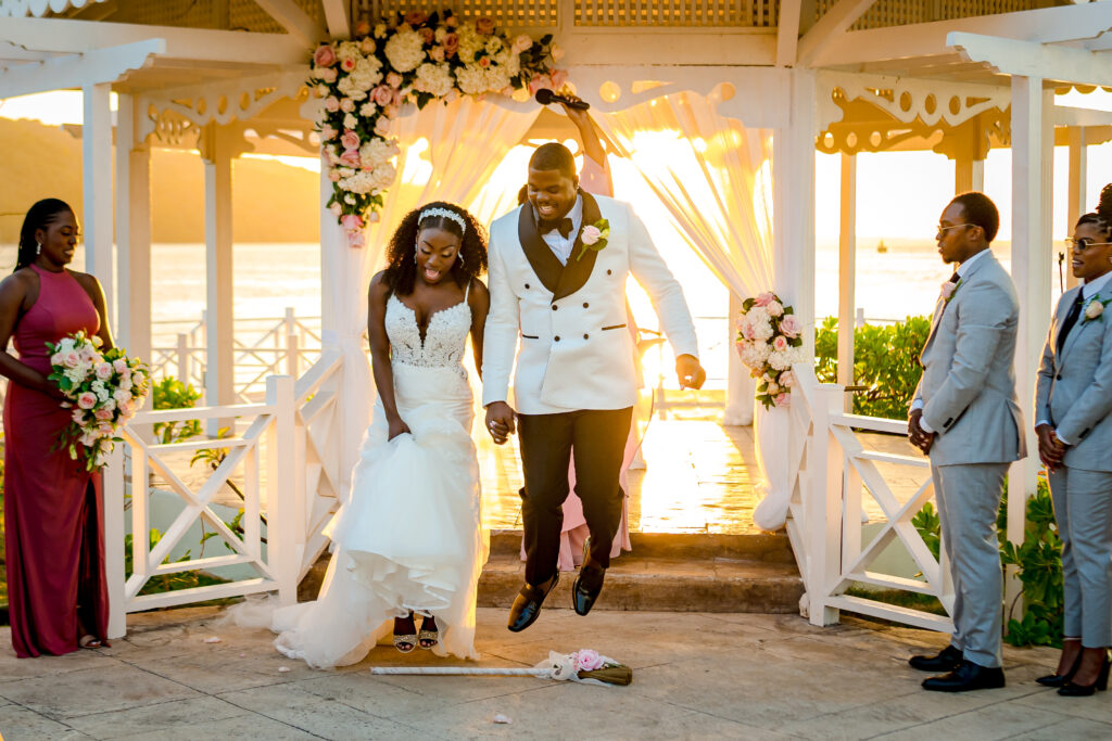 Tiffany and Andrew's big day featured an unforgettable beach wedding in Jamaica and a golden hour reception under the stars.