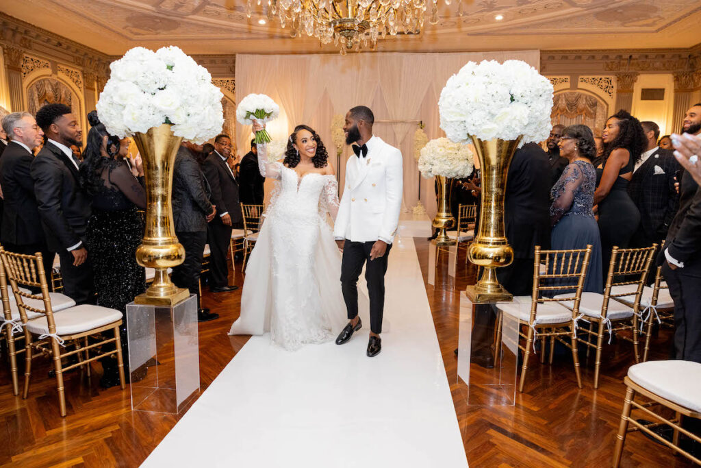 Morgan and Jeff's romantic black-tie wedding at a baroque style venue in Delaware boasts romance and royal elegance!