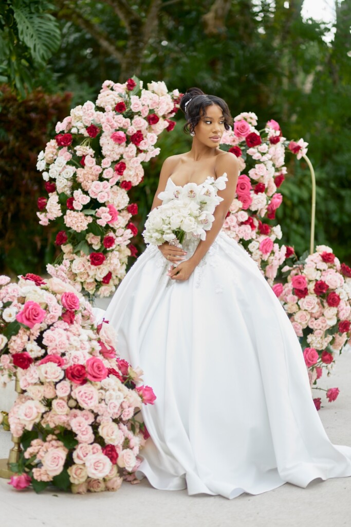 Floral Fantasy styled shoot at the Redland Tropical Gardens showcases the beauty and elegance of Black love.