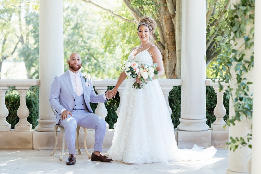 The Great Marsh Estate in Bealeton, VA, set the scene for an elegant Bridgerton wedding with florals by Coterie Member, Flower Guy Bron.