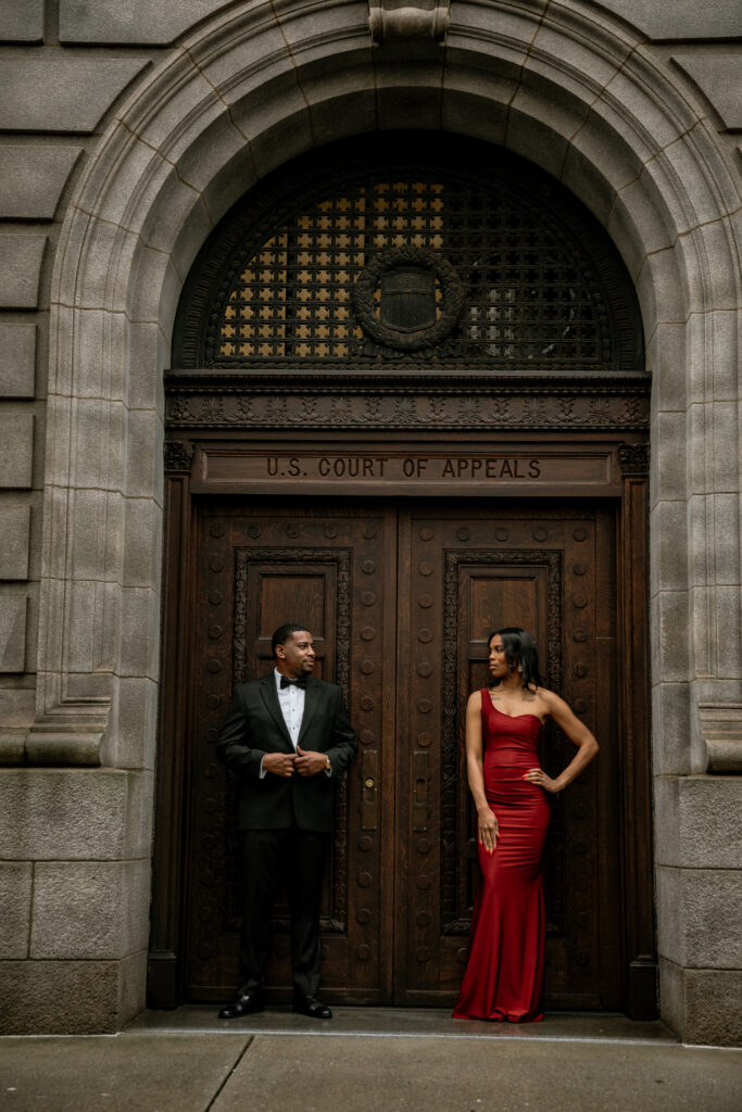 The rain didn't put a stop to Tanisha and Zachary's sexy and romantic outdoor engagement session set in downtown Atlanta.