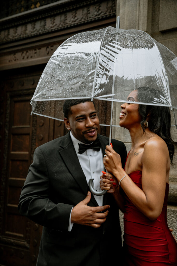 The rain didn't put a stop to Tanisha and Zachary's sexy and romantic outdoor engagement session set in downtown Atlanta.