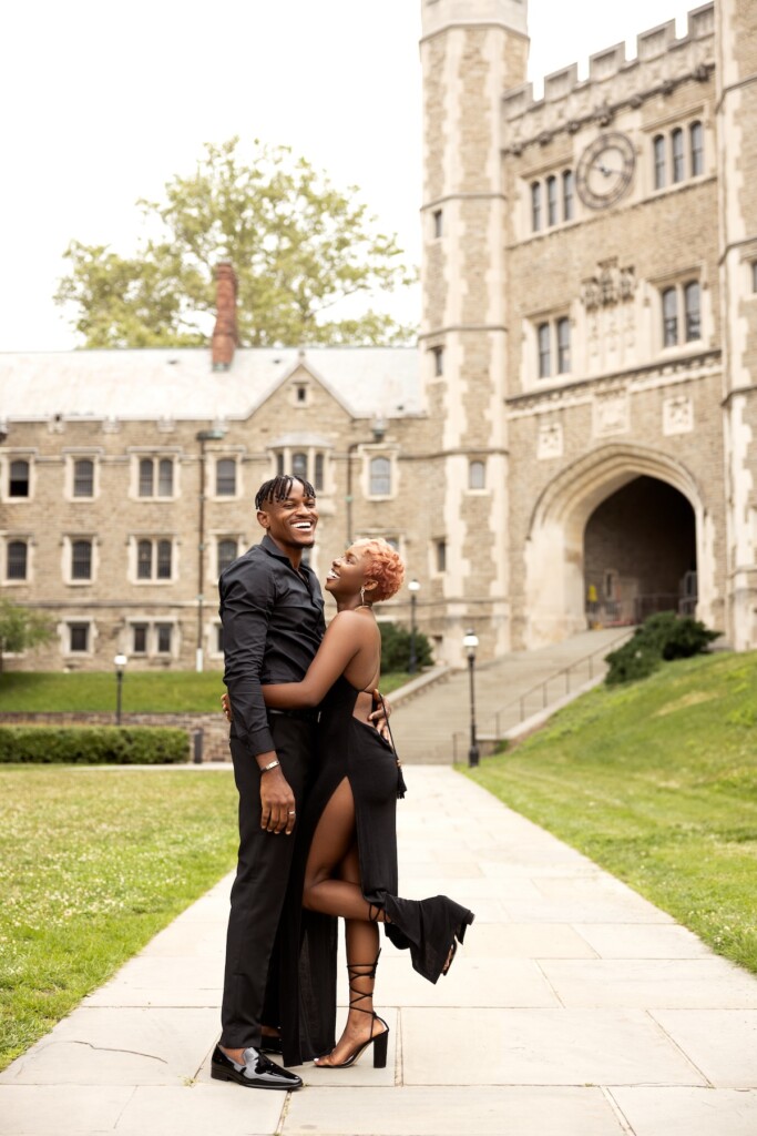 Nelly and Yannick's classy engagement session at Princeton University schooled us on the art of love with passion, laughter, and romance.