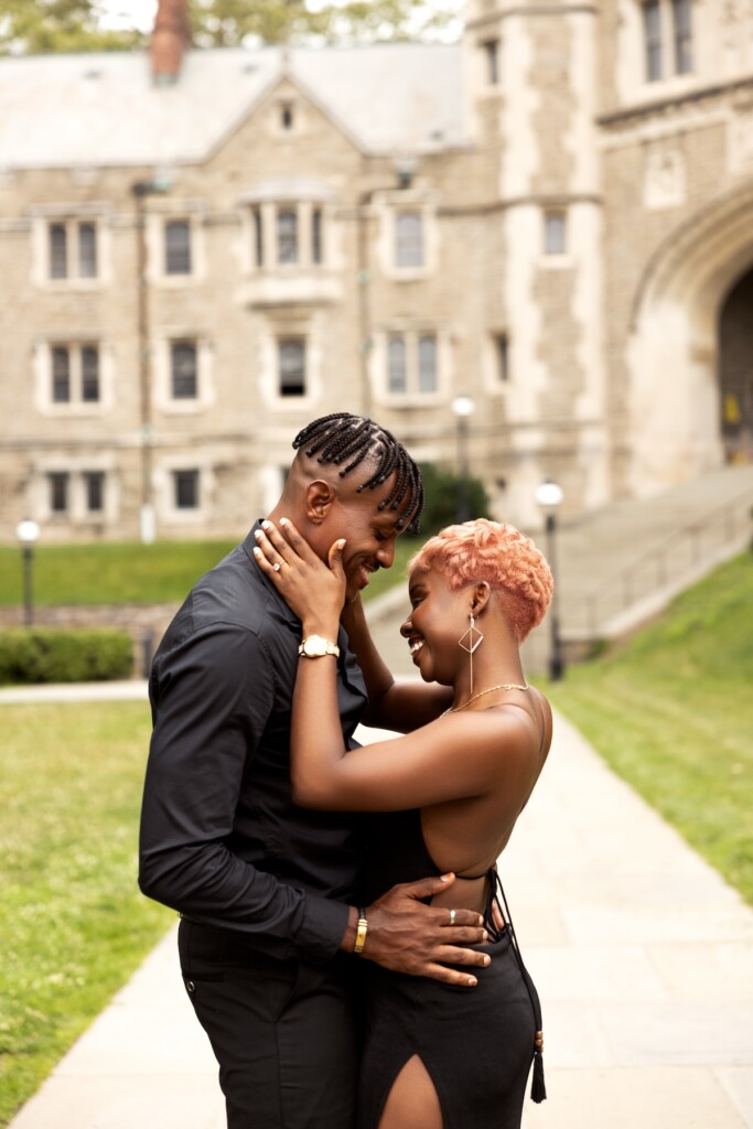 Nelly and Yannick's classy engagement session at Princeton University schooled us on the art of love with passion, laughter, and romance.