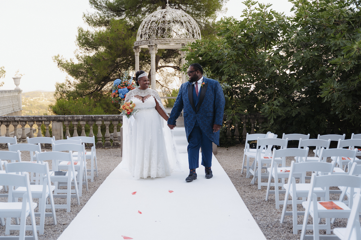 Warm Summer Tones Meet Bold Blues at Stylish Destination Wedding in the South of France