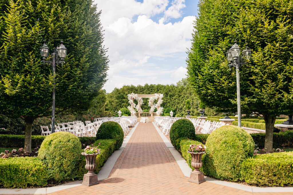 This stunning formal garden wedding was a luxurious nod to the fusion of the bride and groom's two cultures.