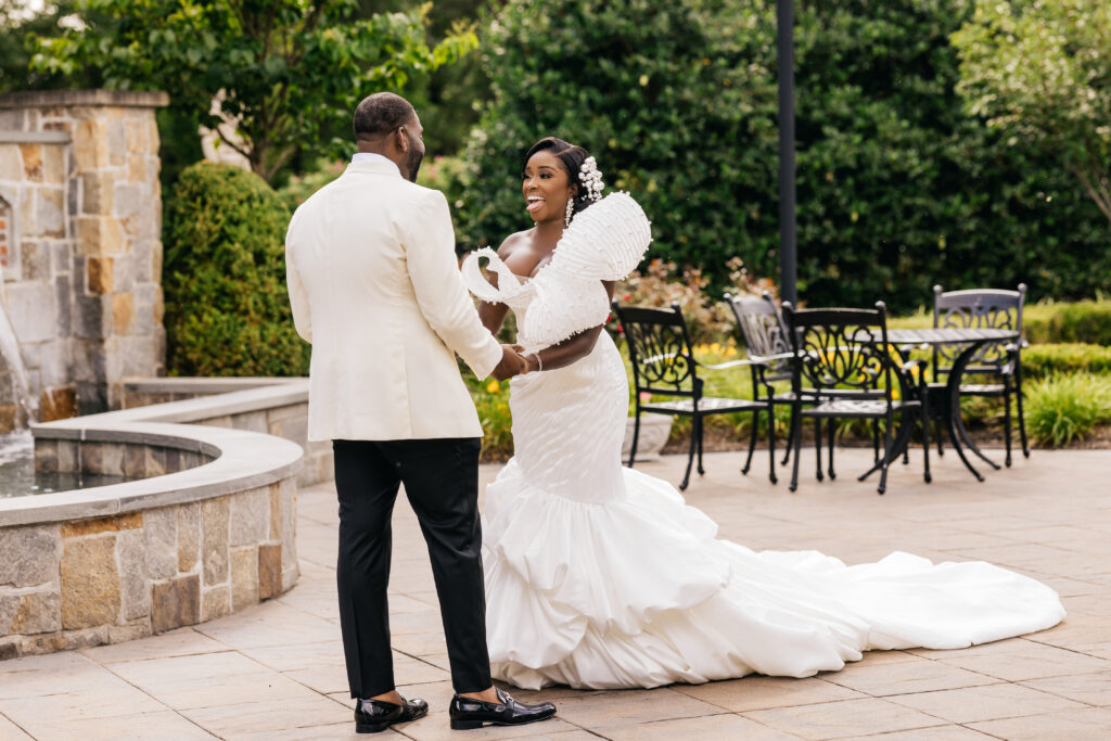 This stunning formal garden wedding was a luxurious nod to the fusion of the bride and groom's two cultures.