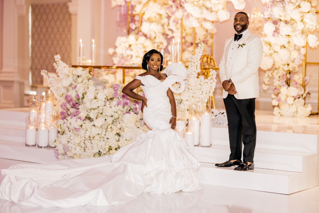 This stunning formal garden wedding was a luxurious nod to the fusion of the bride and groom's two cultures.