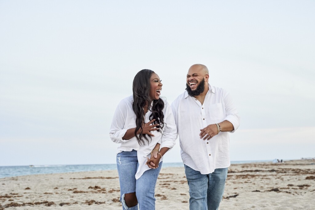 This intimate beach engagement session featured this couple's personal style and excitement for their upcoming wedding in paradise.