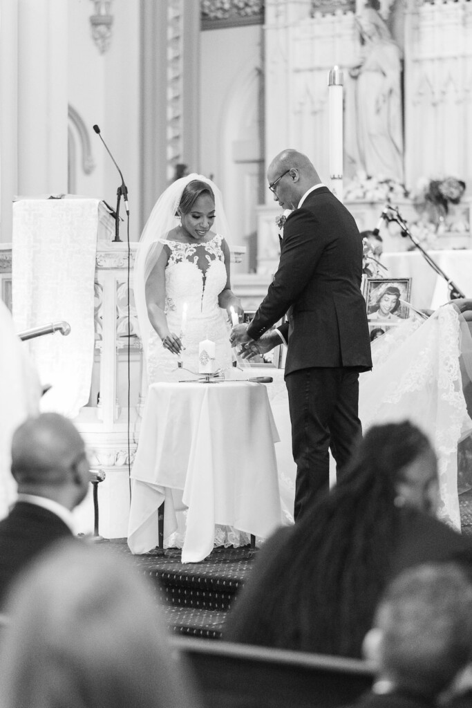 From messaging on Match.com to their first meeting IRL, Chanza and James made their love official with romantic "I do's" at the St. Augustine Catholic Church in Washington DC.