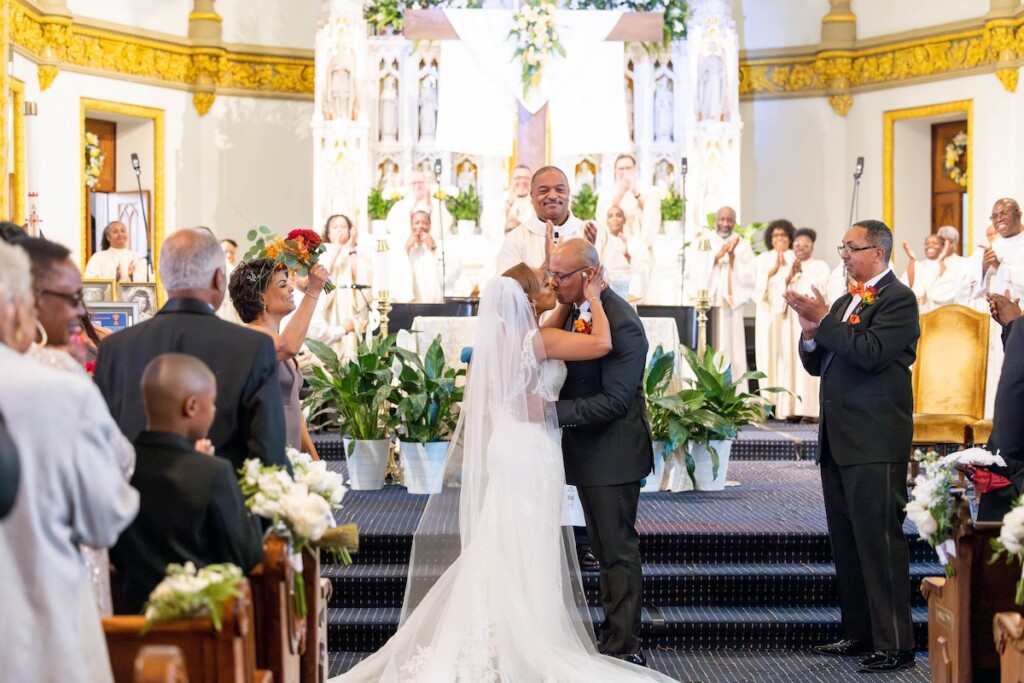 From messaging on Match.com to their first meeting IRL, Chanza and James made their love official with romantic "I do's" at the St. Augustine Catholic Church in Washington DC.