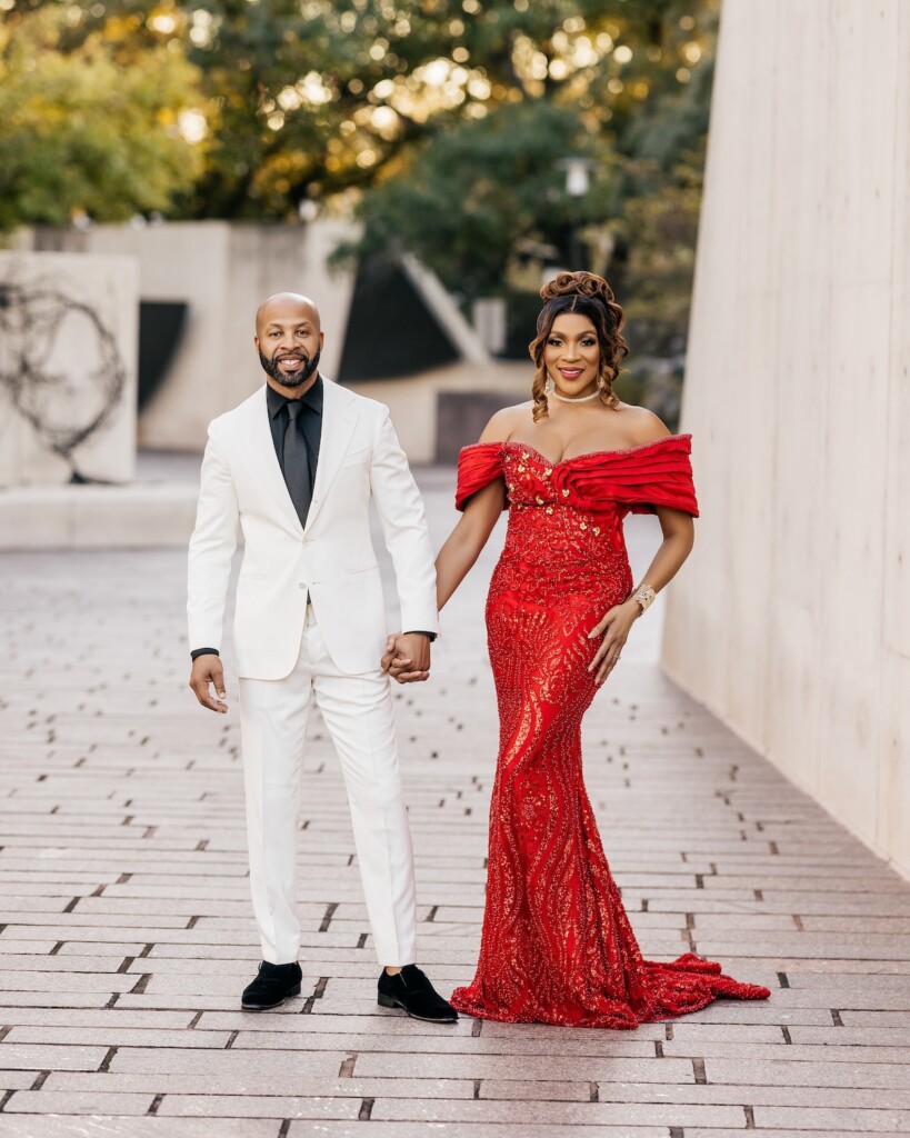 Chinyere (Chi Chi) and Ishmael's stunning sunset engagement session photos in Houston, Texas, were featured in Issue 32!