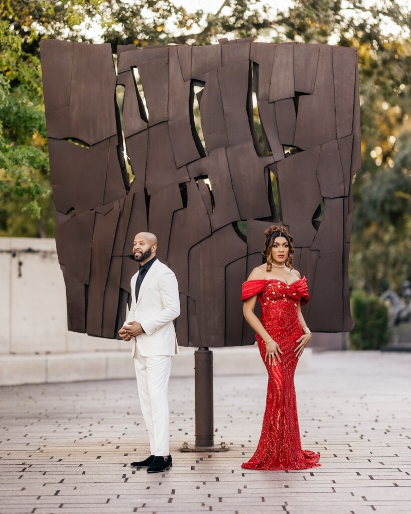 Chinyere (Chi Chi) and Ishmael's stunning sunset engagement session photos in Houston, Texas, were featured in Issue 32!