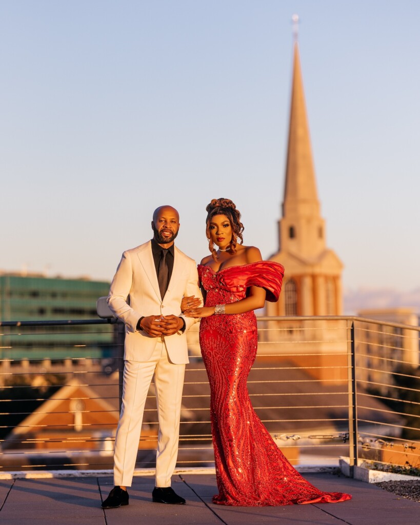 Chinyere (Chi Chi) and Ishmael's stunning sunset engagement session photos in Houston, Texas, were featured in Issue 32!