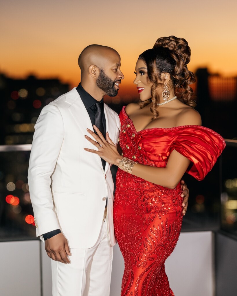 Chinyere (Chi Chi) and Ishmael's stunning sunset engagement session photos in Houston, Texas, were featured in Issue 32!