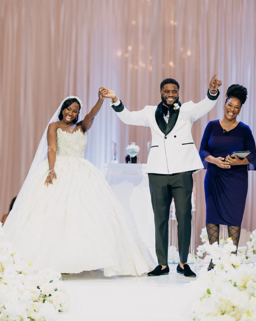 Jodi & Obi tied the knot in a romantic ballroom wedding in Atlanta, Georgia, with lush florals and traditions honoring their Nigerian culture.