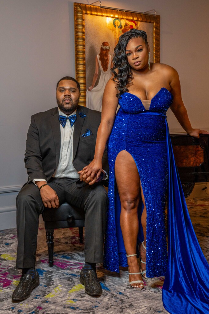 Linda L.K. Stokes “Kat” and Quinton T. Ross “Q” royal engagement session at the Grand Bohemian Hotel showcased their styles and personalities.