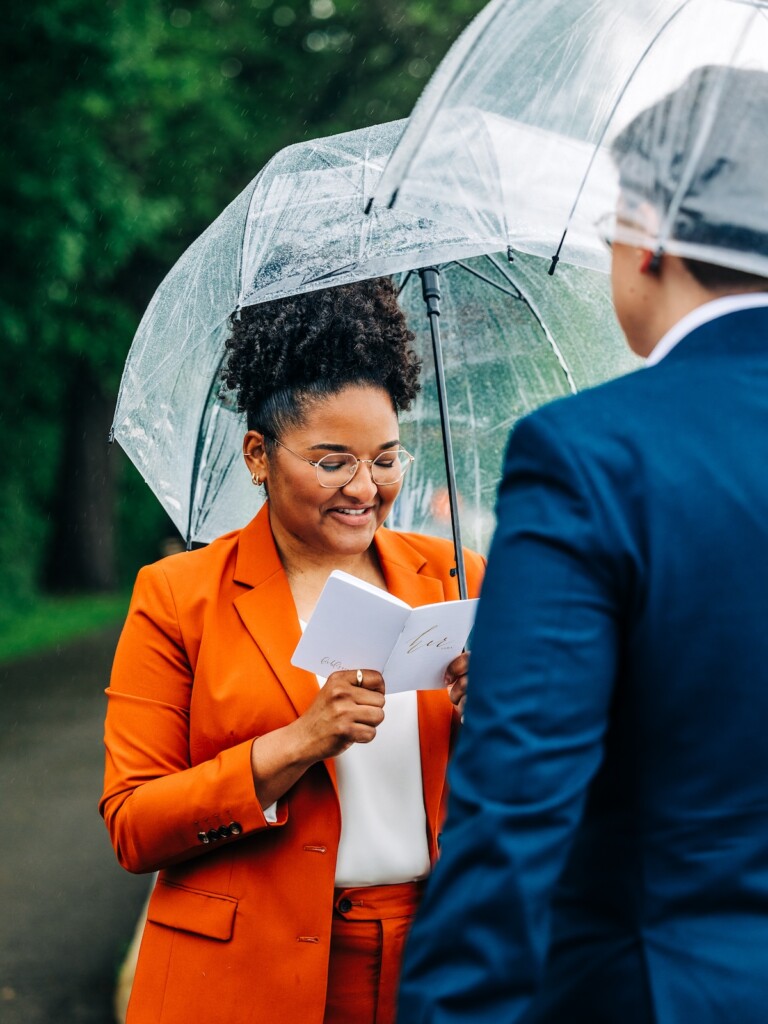 Sabina and Sabia celebrated their love as an LGBTQ+ couple in a colorful spring wedding with nostalgic retro charm throughout. 