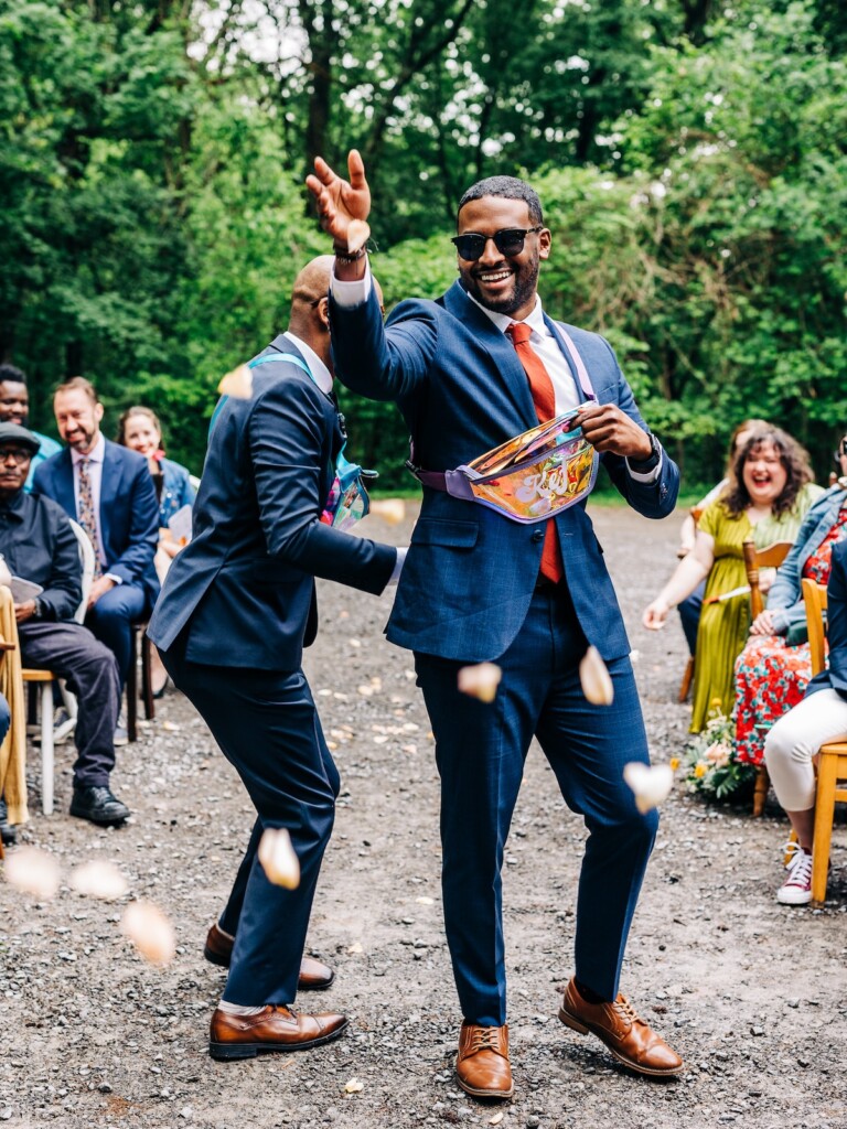 Sabina and Sabia celebrated their love as an LGBTQ+ couple in a colorful spring wedding with nostalgic retro charm throughout. 