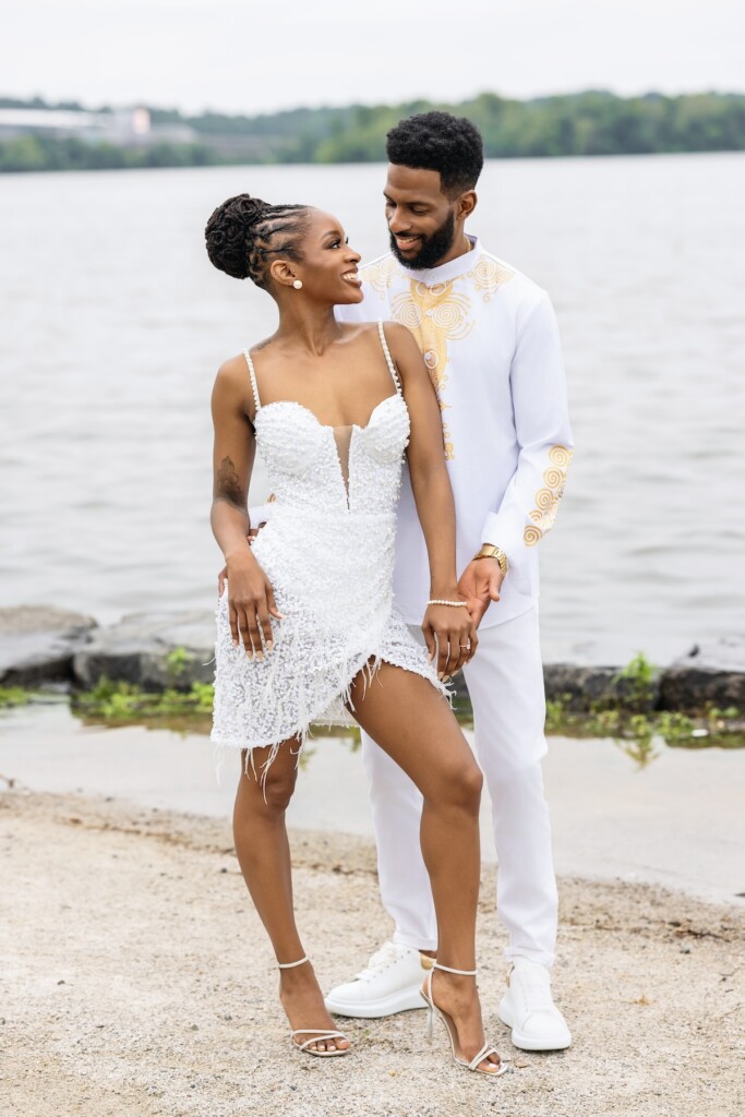 Brianna and Charles hit the town in style for their "Queen and Slim" themed engagement session in Old Town Alexandria, Virginia.