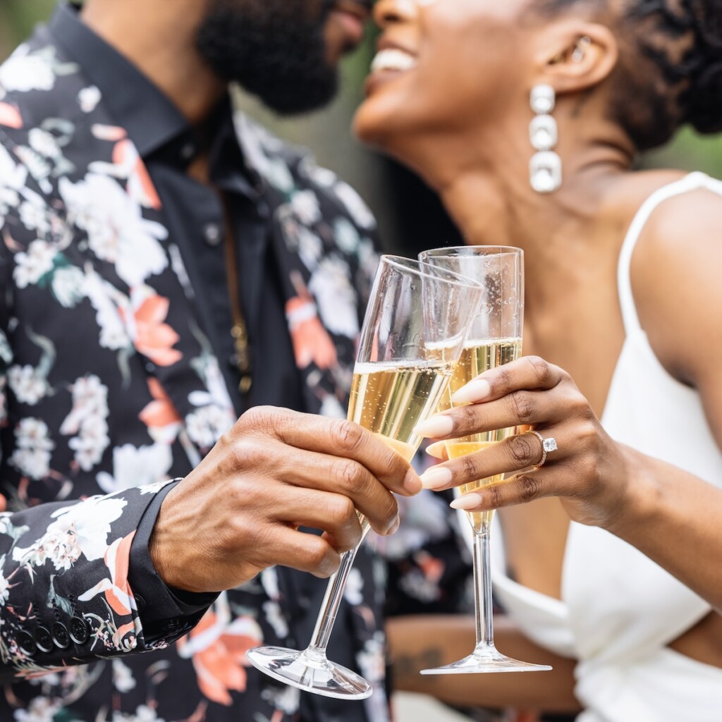 Brianna and Charles hit the town in style for their "Queen and Slim" themed engagement session in Old Town Alexandria, Virginia.