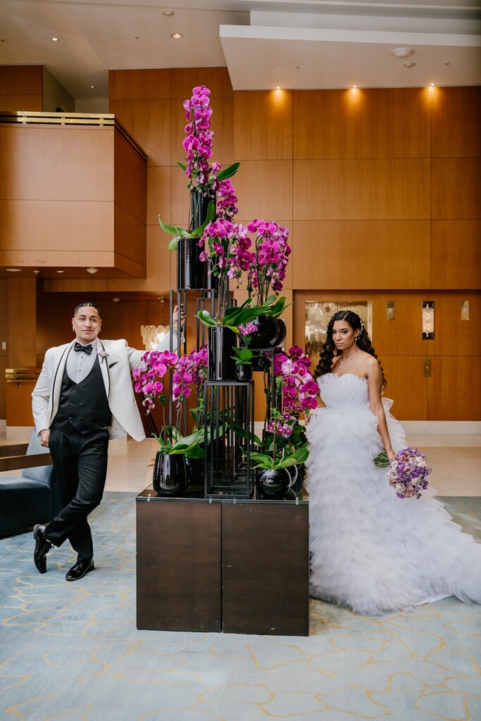 Featured in Issue 32, this "Rhythm and Romance" wedding editorial is a beautiful tribute to Motown elegance with purple florals and decor.