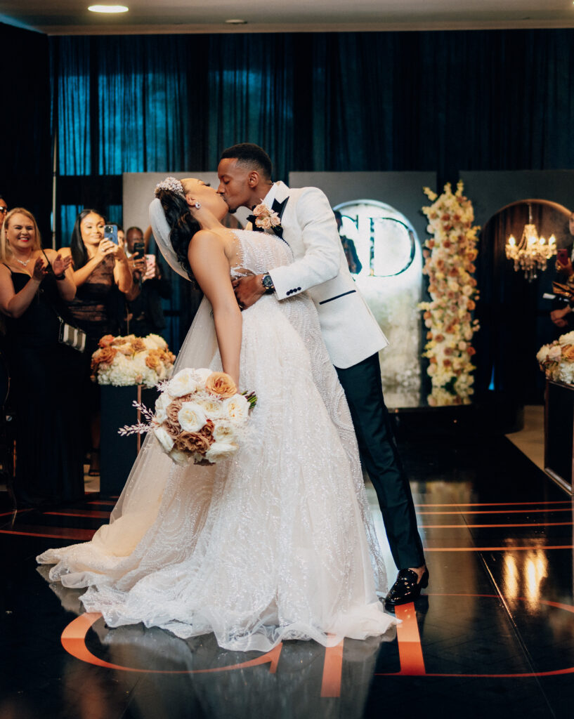 Captured by Coterie member, REEM Photography, this modern Miami wedding had the prettiest copper-hued florals and pretty personalized touches.