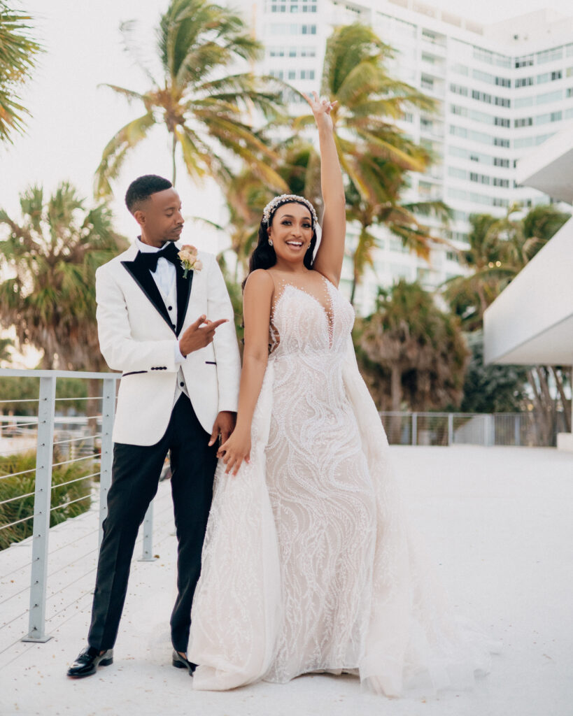 Captured by Coterie member, REEM Photography, this modern Miami wedding had the prettiest copper-hued florals and pretty personalized touches.