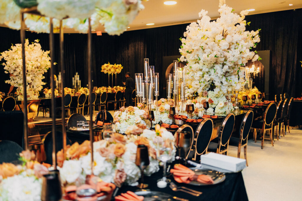 Captured by Coterie member, REEM Photography, this modern Miami wedding had the prettiest copper-hued florals and pretty personalized touches.