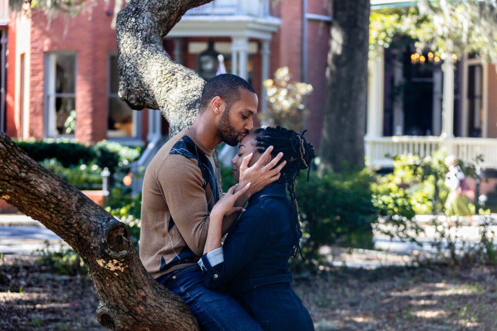 From middle school meet cute to lifetime love, Noni and DeChaun celebrated their love with engagement photos in Forsyth Park.