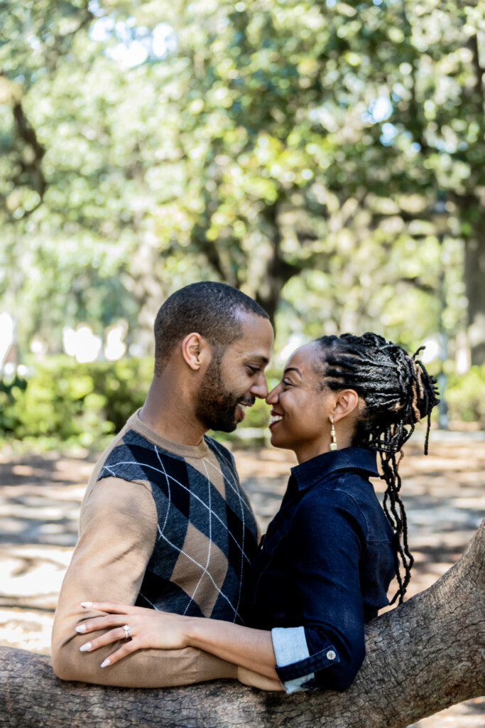 From middle school meet cute to lifetime love, Noni and DeChaun celebrated their love with engagement photos in Forsyth Park.