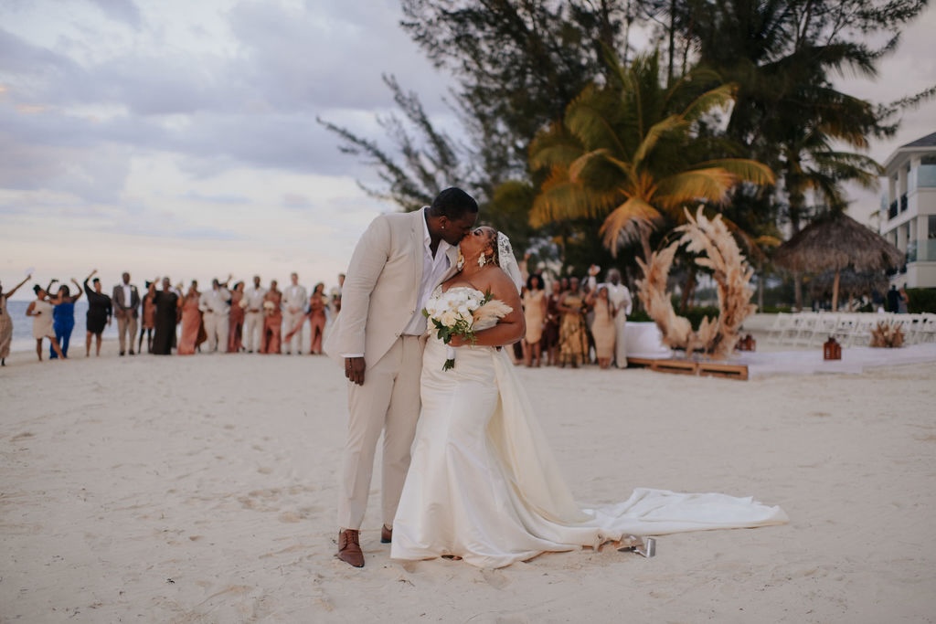 Bohemian glam destination wedding at Excellence Oyster Bay, Jamaica, was filled with heartfelt moments and beautiful Caribbean backdrops.