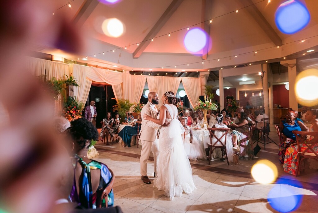 Kerron Duncan and Dr. Malika Grayson tied the knot in a beautiful destination wedding at Pigeon Point Heritage Park, Tobago.