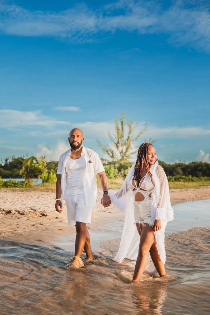 Kerron Duncan and Dr. Malika Grayson tied the knot in a beautiful destination wedding at Pigeon Point Heritage Park, Tobago.