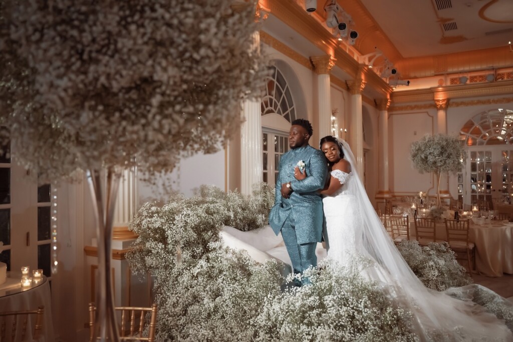 2-day Nigerian wedding weekend experience for over 200 attendees culminated in a modern gold and white wedding in Livingston, New Jersey.